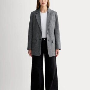 Everlane Women's Oversized Wool Gray Herringbone Blazer